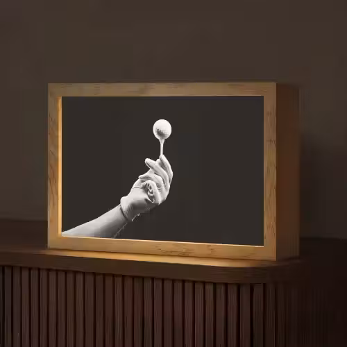 Golfbal - Zwart - Wit Light Box met kabel (Tafellamp) klein -z3d_website