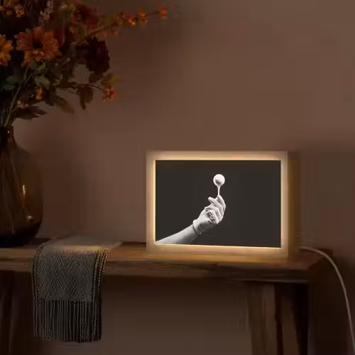 Golfbal - Zwart - Wit Light Box met kabel (Tafellamp) klein -sfeer4