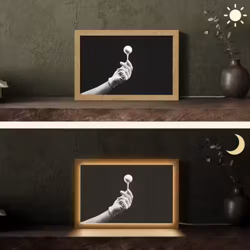 Golfbal - Zwart - Wit Light Box met kabel (Tafellamp) klein -sfeer3