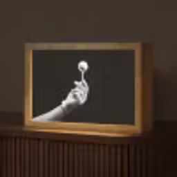 Golfbal - Zwart - Wit Light Box met kabel (Tafellamp) klein -z3d_website