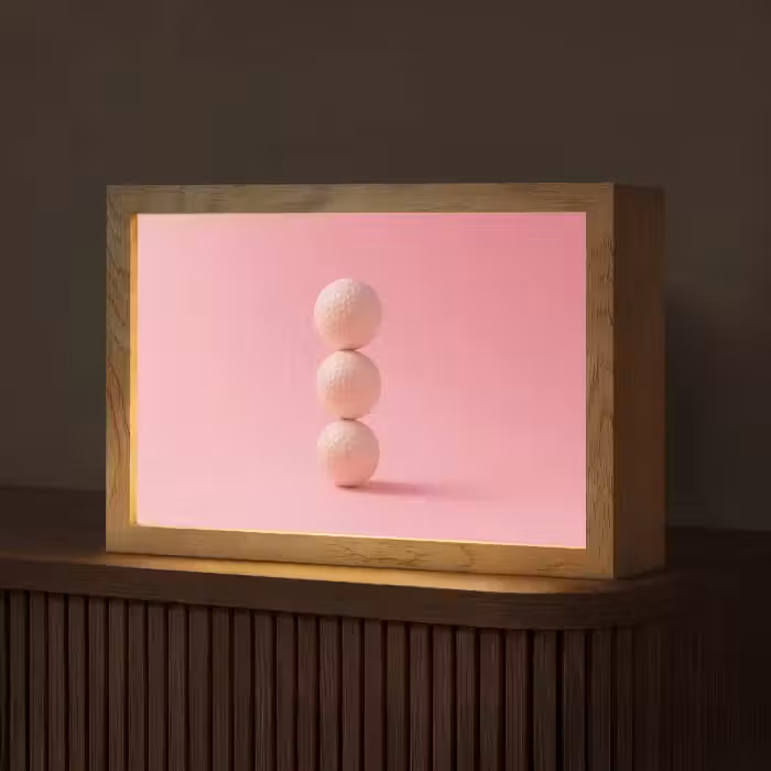 Golfballen - Roze - Drie Light Box met kabel (Tafellamp) klein -z3d_website
