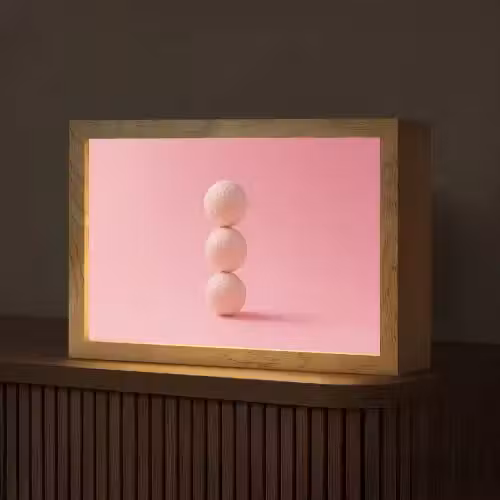 Golfballen - Roze - Drie Light Box met kabel (Tafellamp) klein -z3d_website