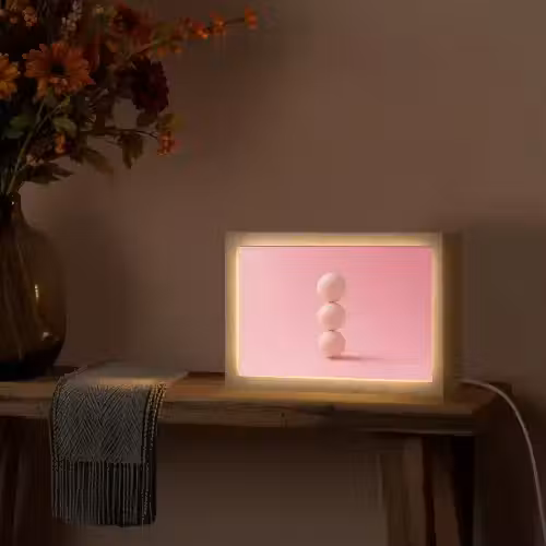 Golfballen - Roze - Drie Light Box met kabel (Tafellamp) klein -sfeer4