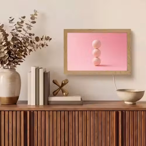 Golfballen - Roze - Drie Light Box met kabel (Tafellamp) klein -sfeer2