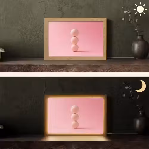 Golfballen - Roze - Drie Light Box met kabel (Tafellamp) klein -sfeer3