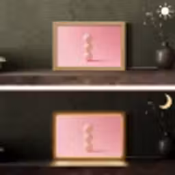 Golfballen - Roze - Drie Light Box met kabel (Tafellamp) klein -sfeer3