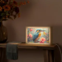 IJsvogel - Bloesem - Natuur - Vogels - Bloemen Light Box met kabel (Tafellamp) klein -sfeer4