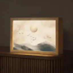 Landschap - Japandi - vogel Light Box met kabel (Tafellamp) klein -z3d_website