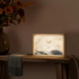 Landschap - Japandi - vogel Light Box met kabel (Tafellamp) klein -sfeer4