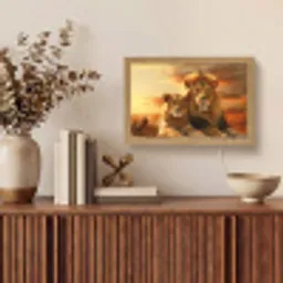 Leeuwen - Zonsondergang - Afrika - Savanne - Dieren Light Box met kabel (Tafellamp) klein -sfeer2