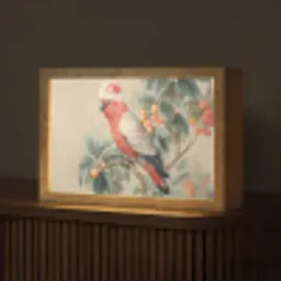 Roze kuifkaketoe - Tak met vruchten - Bladeren Light Box met kabel (Tafellamp) klein -z3d_website