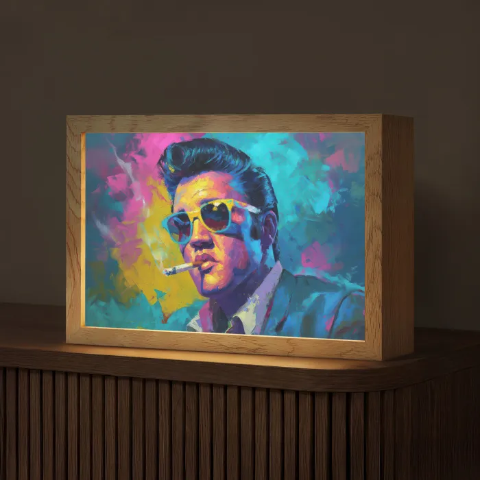 Portret - Sigaret - Kleurrijk - Bril Light Box met kabel (Tafellamp) klein -z3d_website
