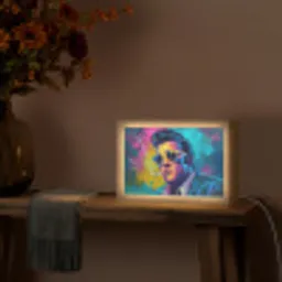 Portret - Sigaret - Kleurrijk - Bril Light Box met kabel (Tafellamp) klein -sfeer4