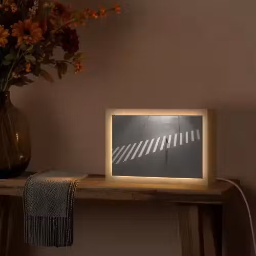 Zeebrapad - Hardloper - Zwart - Wit Light Box met kabel (Tafellamp) klein -sfeer4