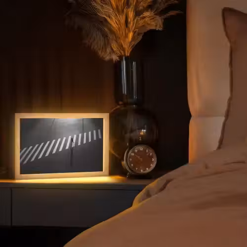 Zeebrapad - Hardloper - Zwart - Wit Light Box met kabel (Tafellamp) klein -sfeer1