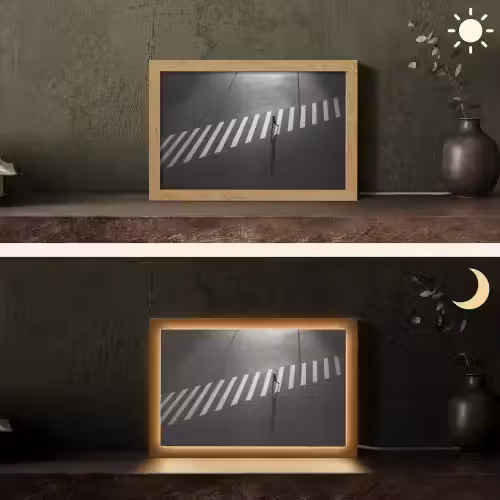 Zeebrapad - Hardloper - Zwart - Wit Light Box met kabel (Tafellamp) klein -sfeer3