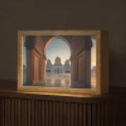 Zonsopkomst - Witte koepels - Plein - Moskee Light Box met kabel (Tafellamp) klein -z3d_website