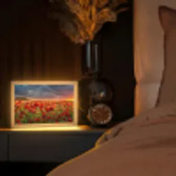 Zonsondergang - Klaprozen - Rood - Bloemen - Veld - Natuur Light Box met kabel (Tafellamp) klein -sfeer1