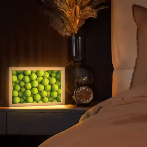 Tennisballen - Bal - Geel Light Box met kabel (Tafellamp) klein -sfeer1