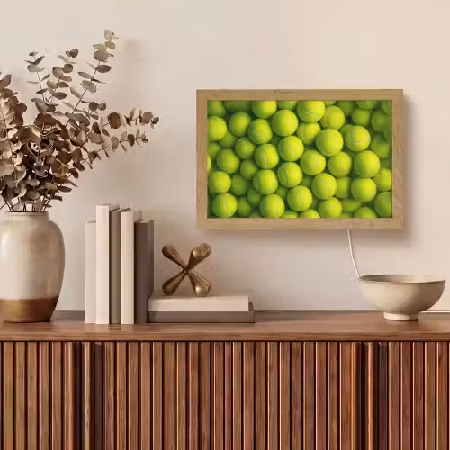 Tennisballen - Bal - Geel Light Box met kabel (Tafellamp) klein -sfeer2