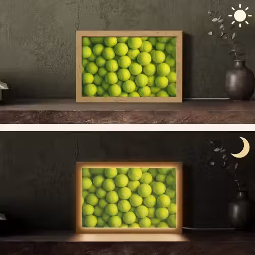 Tennisballen - Bal - Geel Light Box met kabel (Tafellamp) klein -sfeer3