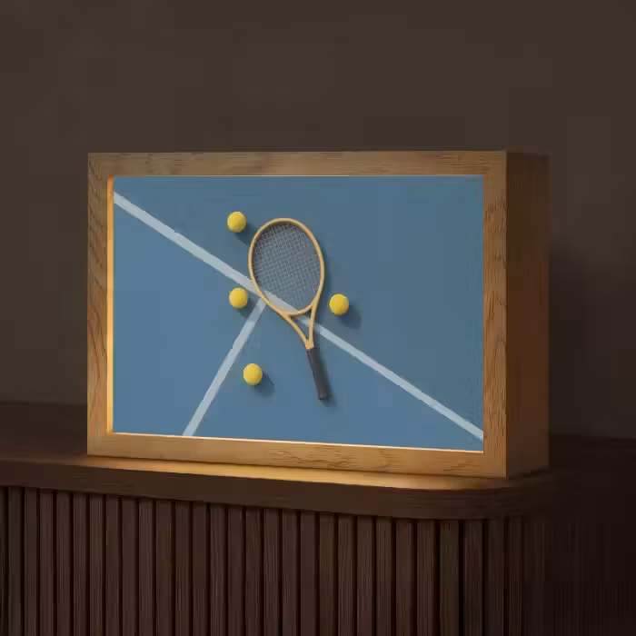Tennisracket - Bal - Blauw - Veld Light Box met kabel (Tafellamp) klein -z3d_website