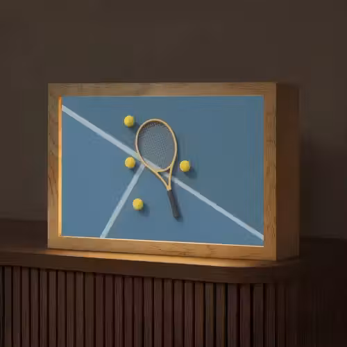Tennisracket - Bal - Blauw - Veld Light Box met kabel (Tafellamp) klein -z3d_website