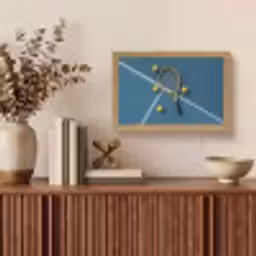 Tennisracket - Bal - Blauw - Veld Light Box met kabel (Tafellamp) klein -sfeer2
