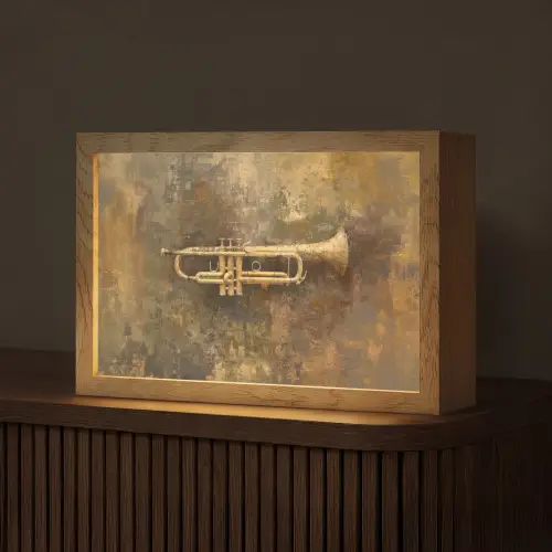 Trompet - Geel - Muzikaal Light Box met kabel (Tafellamp) klein -z3d_website