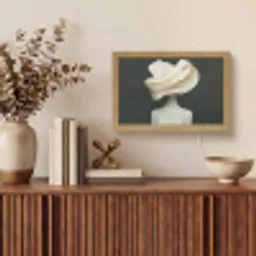 Vrouw - Beige - hoed Light Box met kabel (Tafellamp) klein -sfeer2