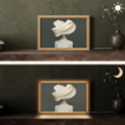 Vrouw - Beige - hoed Light Box met kabel (Tafellamp) klein -sfeer3
