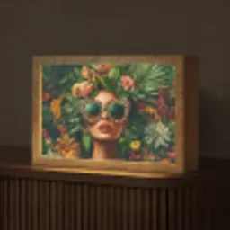 Vrouw - Panterprint - Jungle - Natuur - Luxe Light Box met kabel (Tafellamp) klein -z3d_website