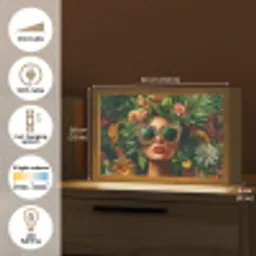 Vrouw - Panterprint - Jungle - Natuur - Luxe Light Box met kabel (Tafellamp) klein -USP_EN
