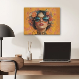 Vrouw - Bloemen - Aesthetic - Oranje PET vilt klein -sfeer5