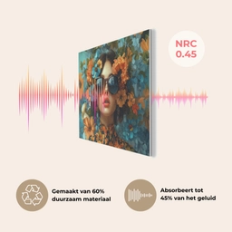 Vrouw - Bloemen - Oranje - Blauw - Modern PET vilt klein -USP_NL