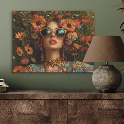 Vrouwen - Bloemen - Modern - Bril - Abstract PET vilt klein -sfeer2