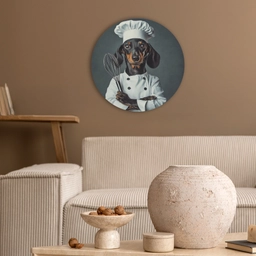 Hond - Garde - Kok Akoestische PET Vilt - Rond klein -sfeer1