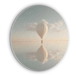 Luchtballon - Wolken - Water - Blauw Akoestische PET Vilt - Rond klein -3d