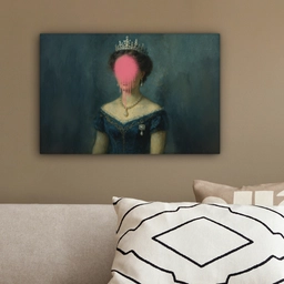 Kroon - Roze druipend verf - Portret canvas 2cm klein -sfeer3