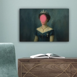 Kroon - Roze druipend verf - Portret canvas 2cm klein -sfeer4