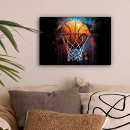 Graffiti - Basketbal - Sport - Zwart - Street art canvas 2cm klein -sfeer1