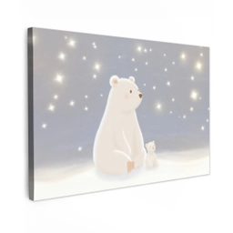 Ijsbeer - Sneeuw - Sterren - Blauw canvas 2cm klein -z3d
