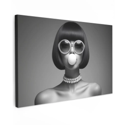 Vrouw - Zwart Wit - Ketting - Zonnebril canvas 2cm klein -z3d
