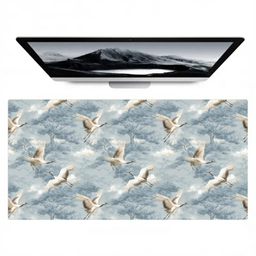 Wolken - Kraanvogels - Blauw Muismat XXL klein 681 -zzz3d