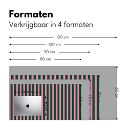 Verticale strepen - Groen - Roze Muismat XXL klein 681 -sfeer5