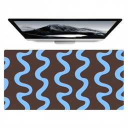 Kronkelende lijnen - Blauw - Bruin - Minimalistisch Muismat XXL klein 681 -zzz3d