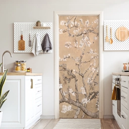 Amandelbloesem - Kunst - Van Gogh - Beige deurposter klein -sfeer5