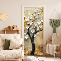 Boom - Bloemen - Goud - Beige deurposter klein -sfeer2