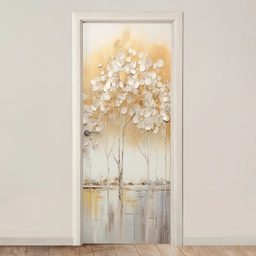 Bomen - Kunst - Acryl - Natuur deurposter klein -3d_beige