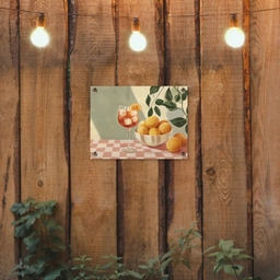 Citroenen - Glas - Tafelkleed - Geblokt tuinposter los doek klein -sfeer1